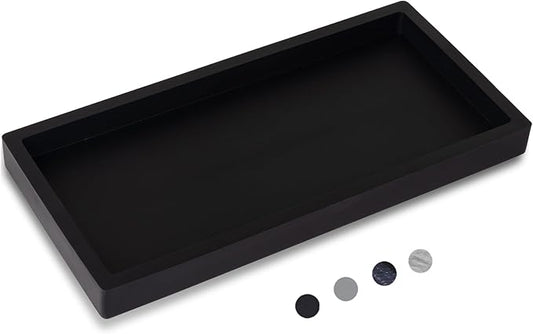Bathroom Trays for Counter, Slicone Vanity Trays for Bathroom, Rectangle Sponge Holder for Kitchen Sink - Black