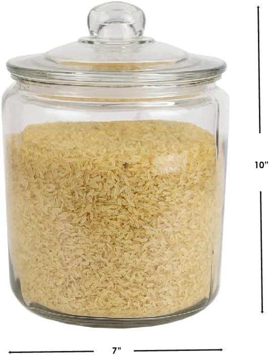 Home Basics Large Kno Renaissance Collection Glass Jar Round Container with Easy Grab Knob Handles (Clear) for Kitchen, Bathroom, Laundry, Craft, Office