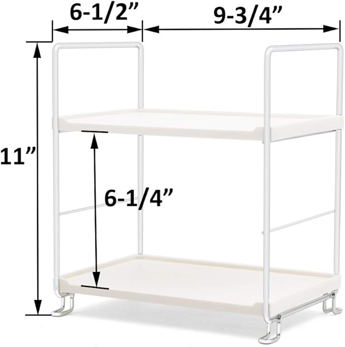 Plastic/Metal Freestanding Stackable Organizer Shelf,Bathroom Countertop Storage Shelf Cosmetic Organizer Holder Kitchen Spice Rack,2-Tier Standing Rack (Silver)