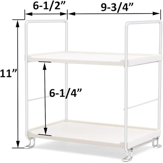 Plastic/Metal Freestanding Stackable Organizer Shelf,Bathroom Countertop Storage Shelf Cosmetic Organizer Holder Kitchen Spice Rack,2-Tier Standing Rack (Silver)