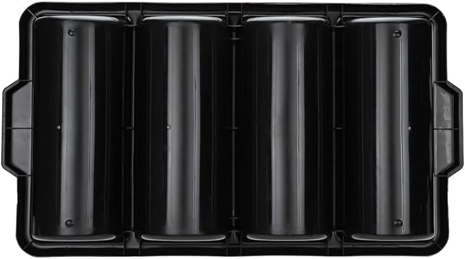 Restaurantware-21.9 x 14.2 x 3.5 Inch Silverware Organizer, 1 Crack-Resistant Cutlery Tray - 4 Compartments, Built-In Handles, Black Plastic Utensils Drawer Holder, For Kitchen Organization