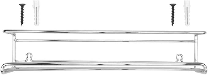 Spice Rack Shelves Set of 4 – Chrome Metal Wall Mount Kitchen Organizer for Spices and Home Décor