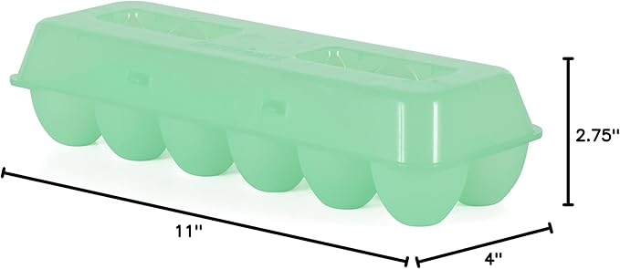 Tuff Stuff TS-ETS12 Reusable Carrier Washable Storage Container Empty Plastic Chicken Egg Carton Tray with Lid, 12 Eggs, Green