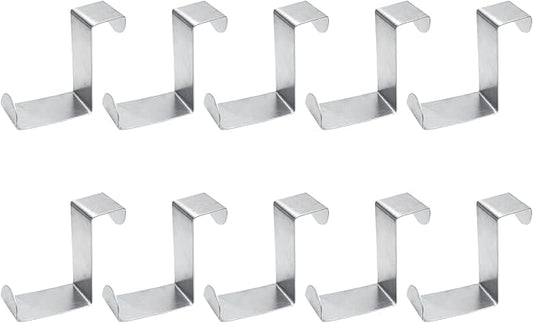 10 Pcs Over The Door Hooks Z-Shaped Hanging Hooks Dual Head Fits 3/4" and 1-3/4" Door Widths, Stainless Steel Reversible Single Hanger Hook for Door, Kitchen, Cabinet, Cupboard, Drawer