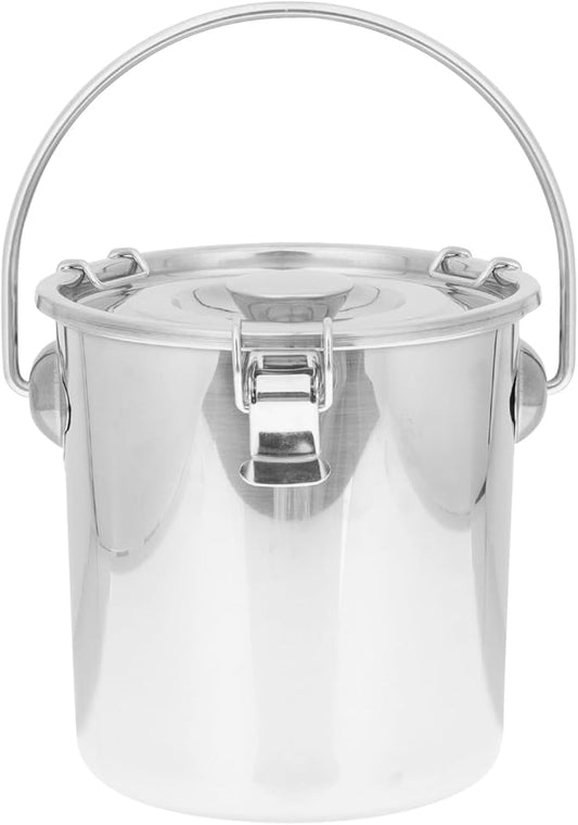 Stainless Steel Airtight Canisters Container: 112 fl oz Airtight Clamp Lid Kitchen Food Storage Bucket for Rice Flour Grain Coffee Bean Flour Oil Sugar Milk