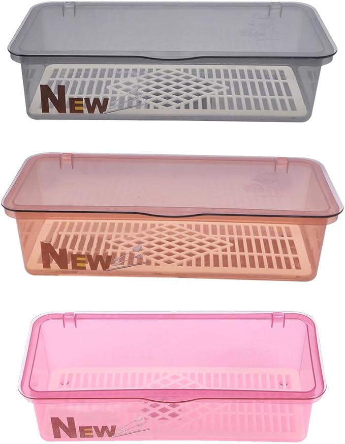 DOITOOL 3PCS Flatware Tray with Lid and Drainer, Tableware Utensil and Cutlery Drawer Organizer with Lid Covered Silverware Tray to Keeps Your Cutlery Organized and Protected (Random Color)