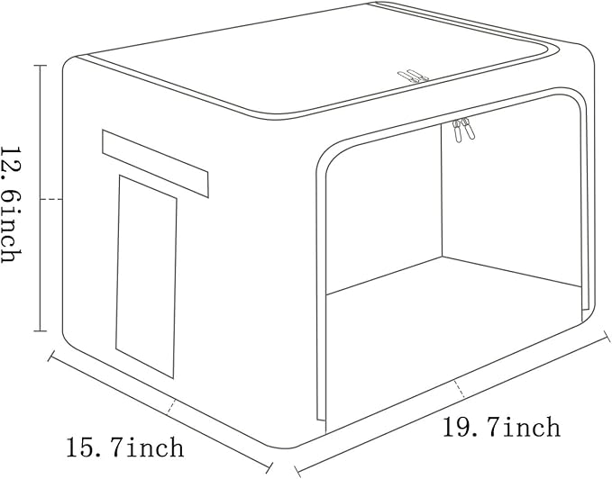 2 Pack Clear Window Storage Bins Large Foldable Fabric Storage Bins Boxes for Clothes Stackable Organizer Set with Carrying Handles19.7X 15.7X 12.6 Inches