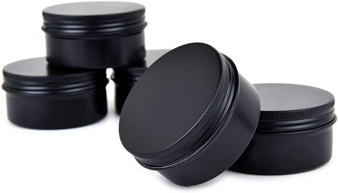 12 Packs 3 Oz Empty Jars 90ml Black Round Aluminum Tin Cans Screw Top Metal Steel Tins Lip Balm Tins Box Cosmetic Containers Storage Organization for Candles Salve Crafts Spice Tea Gift