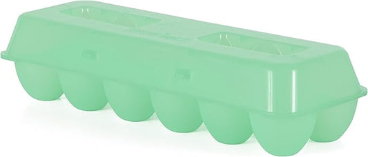 Tuff Stuff TS-ETS12 Reusable Carrier Washable Storage Container Empty Plastic Chicken Egg Carton Tray with Lid, 12 Eggs, Green