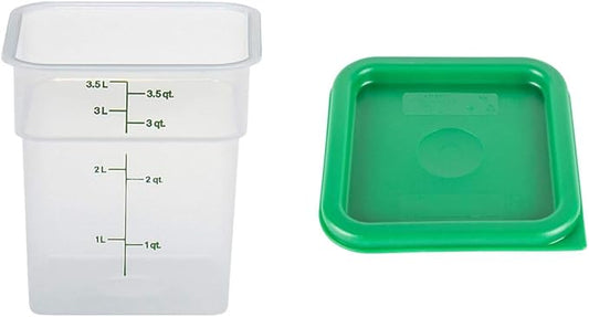 Cambro 4SFSPP190 4 Qt. Translucent Container with SFC2452 Kelly Green Lid, 4Quart