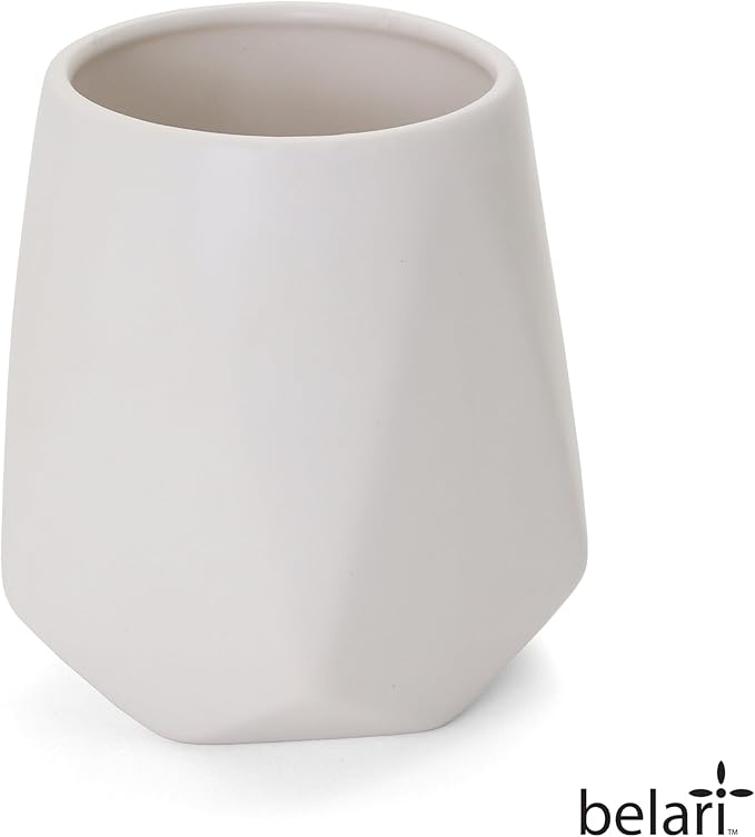 Faceted Storage Canister - Food Storage Container for Kitchen Organization - Ceramic Kitchen Storage Containers - Kitchen Canisters - Kitchen Counter Organizers and Storage (Medium White)