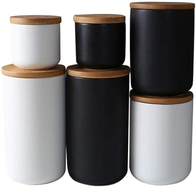 YYW Ceramic Food Storage Jar Containers Kitchen Canisters with Airtight Seal Lid for Coffee Beans Sugar Spices (Small White)