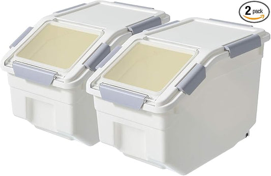 CITY BABY 2 Pack Airtight Flour Storage Container With Scoop,Dry Food, Sugar, Baking Supplies,Rice Container Set -BPA Free- Pet Food Storage Container,Dog Cat Birds Food Bin(13LB)