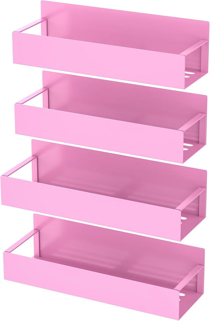 4 Pack Magnetic Spice Storage Rack Organizer for Refrigerator and Oven, Pink Fridge Organizers and Storage