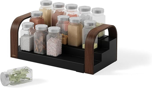 Umbra Bellwood Three-Tier Spice Shelf, Black/Walnut
