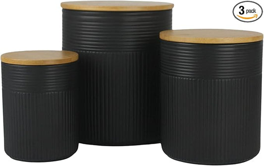 10 Strawberry Street Kitchen Canister, 3 Piece Set, Luca Matte Black