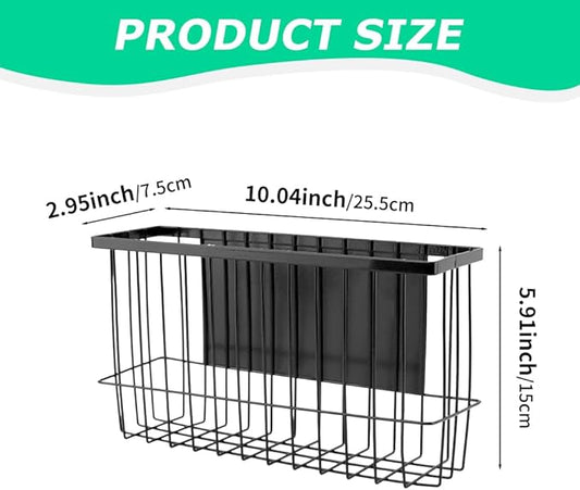 Magnetic Spice Rack for Refrigerator, Magnetic Basket Organizer Shelf Rack, Kitchen Moveable Magnetic Storage Holder, Office File Plastic Food Wrap Spice Pegboard Holder