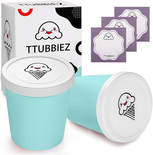 Ice Cream Containers (2 Pack - 1 Quart Each), Ice Cream Containers for Homemade Ice Cream, Ice Cream Storage Containers, 1 Quart Freezer Containers for Ice Cream Storage - Mint Chip