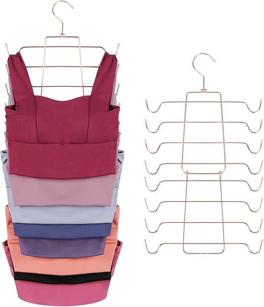 ZEDODIER Tank Top Hanger, Space Saving Bra Hangers, Non-Slip Hanging Sport Bras Holder, Closet Organizers and Storage for Camisoles Tank Tops Bras Ties Swimsuits Strappy Dress, Rose Gold