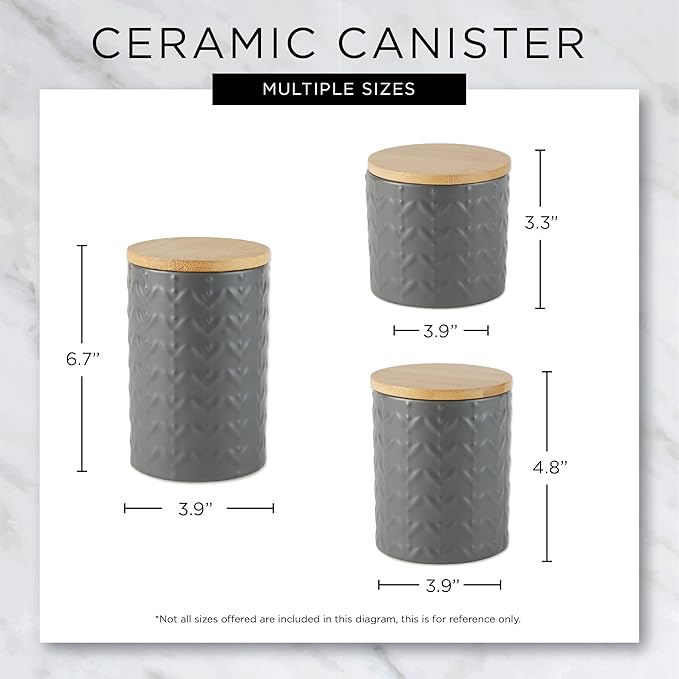 DII Kitchen Accessories Collection, Textured Matte Ceramic Canister Set, Jadeite, Vine, 3 Piece