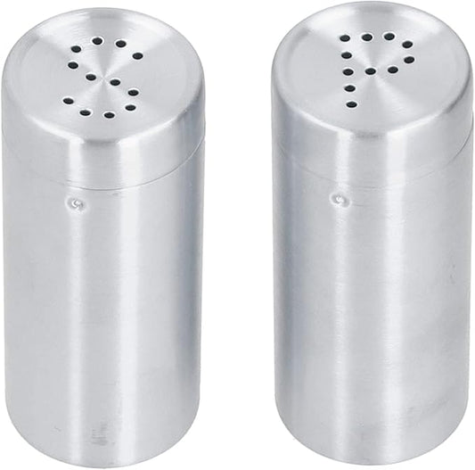 2pcs Spice Stainless Steel Pepper & Salt Shaker Dredge Seasoning Bottle Kitchen Tool (Silver)