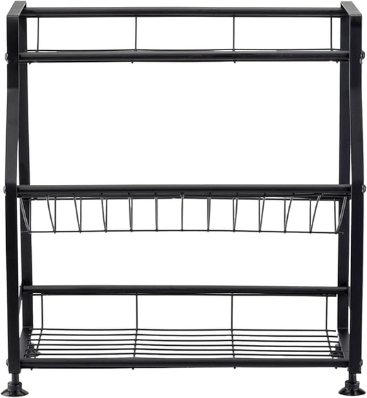 Epsilon 3-Tier Spice Rack and Dish Rack – Vertical Seasoning Organizer with Kitchen Shelf Storage for Efficient Spice Organization & Countertop Dish Drying