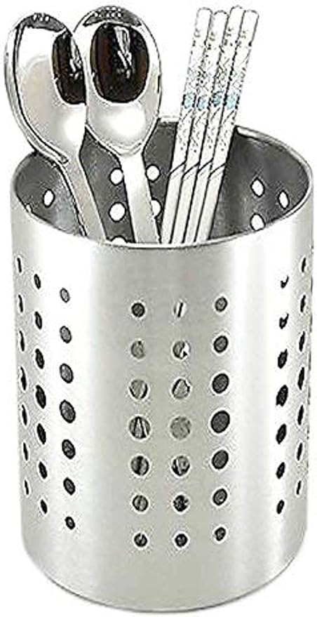 Stainless Steel Dotted Design - Cutlery, Cooking Utensils and Gadgets, Caddy Spoon Holder Silver Color Size 5 Inch