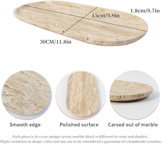 Natural Beige Travertine Marble Luxury Tray,for Kitchen Sink,Bathroom Soap Bottles,Makeup,Towel Organizer Tray