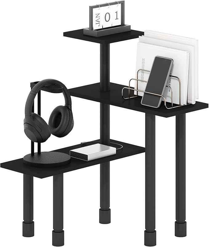 Furinno Turn-N-Tube 3-Tier Multipurpose Corner Countertop Organizer Shelf, Espresso/Black