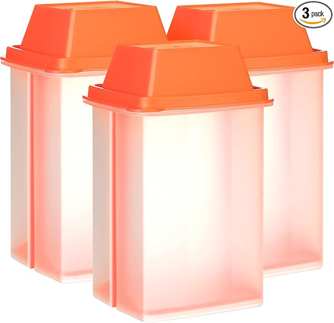 Chengu 3 Pieces Jalapeno Pickle Containers with Strainers Square Dispensers Free Storage of Condiment Food Pickle Holder with Easy to Open Lid Design for Pickled Kitchen Tools(Orange)
