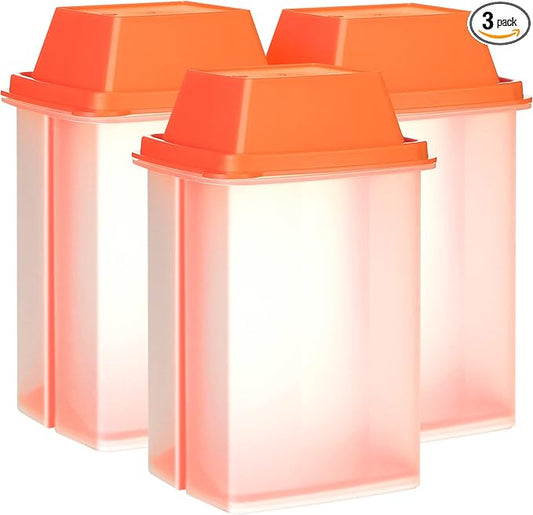 Chengu 3 Pieces Jalapeno Pickle Containers with Strainers Square Dispensers Free Storage of Condiment Food Pickle Holder with Easy to Open Lid Design for Pickled Kitchen Tools(Orange)