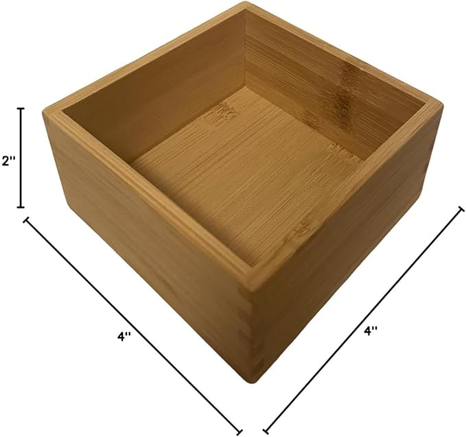 Bamboo Drawer Organizer - Kitchen Drawer Utensil Organizer Office Supplies Desk Organizer Makeup Silverware Tray Flatware Organization 4"*4"*2"