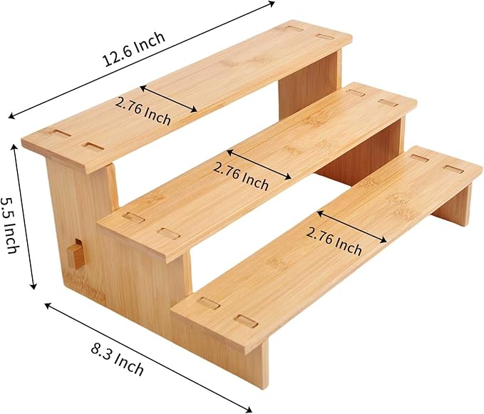 JinDoWin 3 Tiered Spice Rack Organizer for Cabinet,Spice Organization for Cabinet, Seasoning Organizer,Spice Shelf and Spice Organizer for Cabinet,Pantry Organizers and Storage (1 Pack, Small)