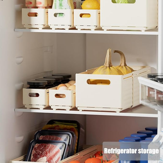 Foldable Storage Bins, Plastic Expandable Boxes for Organizing, Adjustable from 11-18.8" Drawer Organizers Separators Dividers for Bedroom Kitchen Utensils Tools Closet, Small White