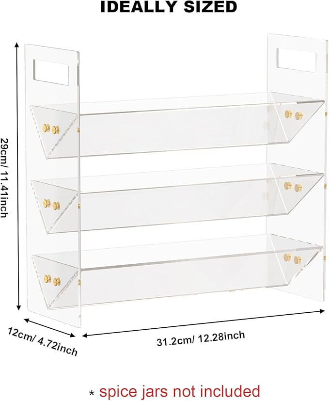 WUIVIUT Spice Rack Organizer for Cabinet Kitchen Countertop Shelf Organizer for Cabinet, Kitchen, Pantry Spice Jars with Clear Acrylic Spice Organizer