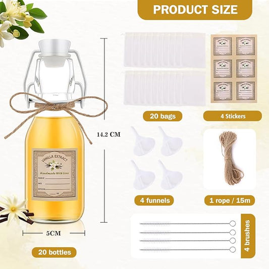 20Pcs 4 oz Swing Top Glass Bottles for Vanilla Extract Homemade,Flip Top Glass Bottles for Glass Food Storage Canister for Hot Sauce Beans
