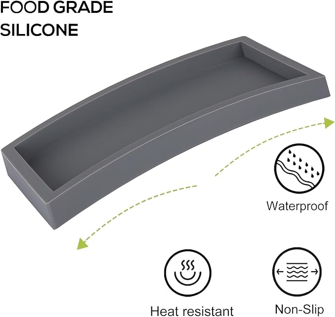 Bathroom Trays for Counter, Slicone Vanity Trays for Bathroom, Rectangle Sponge Holder for Kitchen Sink - Grey