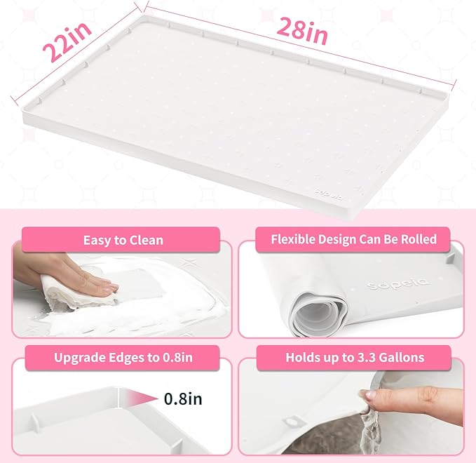 Sdpeia Under Sink Mat for [28" x 22"] Cabinet, Upgraded Silicone Waterproof Mat Kitchen Cabinet Liner Cabinet Protector Kitchen Organizers and Storage