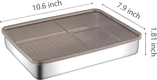 Deli Meat Container for Fridge,Bacon Container for Refrigerator，304SS Airtight Food Storage Container,Stackable Fridge Organizer with Locking Lid (BPA Free)