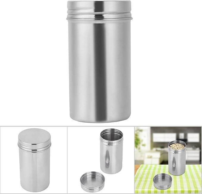 Stainless Steel Canister, Sealed Container Coffee Container 304 Stainless Steel Sealed Storage Jar Portable Tea Coffee Beans Container Large for travel outdoor camping(Large 14. 4x10. 6x1in)