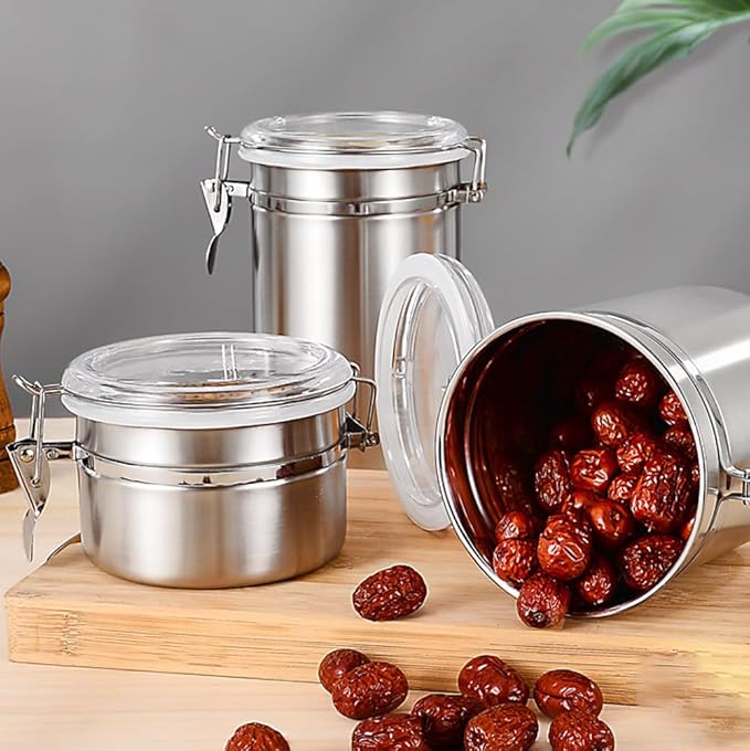 Airtight Coffee Canister, Stainless Steel Coffee Container, Vacuum Sealed Food Storage Containers for Rice Grain Cereal Oatmeal Beans(xl)