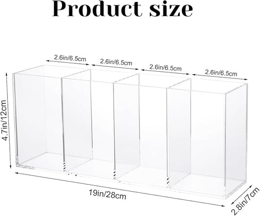 Rainmae Acrylic Cutlery Storage Organizer with 4 Section, Cutlery Utensil Holder Storage Organizer Caddy for Kitchen Countertop Dining Room Home Desk Party Table - Holds Fork, Knife, Spoon, Silverware
