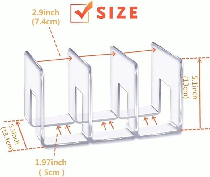 YAGELI Clear Acrylic Purse/Handbag Organizer - 3 Sections Divider for Closet Storage - Sturdy Organizer Rack for Purses, Handbags, and Clutches (4Pack-3Sections)