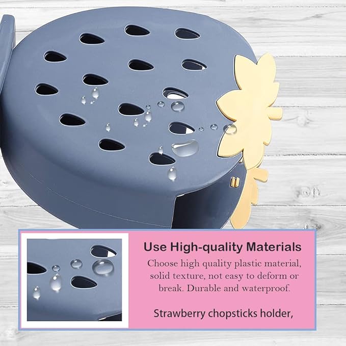 AKOAK 1 Pack Strawberry Chopsticks Stand, Cutlery Storage Box, Suitable for Storing Spoons, Chopsticks, Spoons, Knives and Other Kitchen Utensils (Dark Blue)
