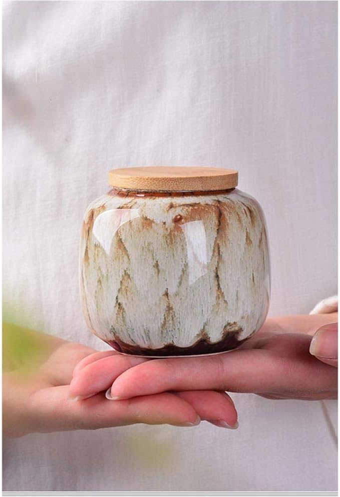 YYW Ceramics Tea Caddies Sugar Bowl Cereal Containers Storage Jars with Airtight Bamboo Lid for Food Storage Candy Cookie Buffet Coffee Oatmeal Tea Sugar Container (Rose wine)