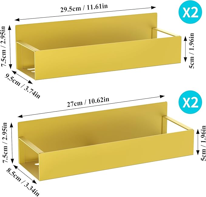 4 Pack Magnetic Spice Storage Rack Organizer for Refrigerator and Oven, Gold Fridge Organizers and Storage