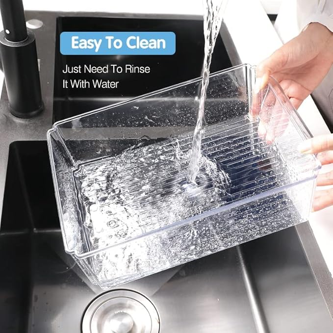 10-Pack Fridge Organizer – Stackable Refrigerator Storage Bins with Lids – BPA-Free Clear Fruit Storage Containers for Vegetables, Food & Drinks