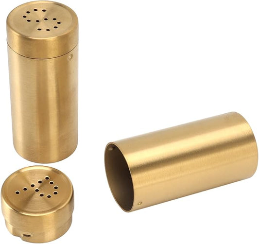 2Pack Gold Spice Jar Set, Stainless Steel, Rustproof and Screw Open Top, Ideal Seasoning Shaker Bottles for Salt, Sugar, Pepper and Paprika