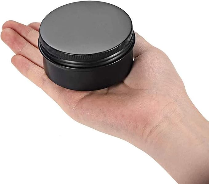 12 Packs 3 Oz Empty Jars 90ml Black Round Aluminum Tin Cans Screw Top Metal Steel Tins Lip Balm Tins Box Cosmetic Containers Storage Organization for Candles Salve Crafts Spice Tea Gift