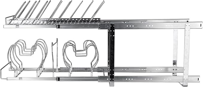 VEVOR Pan and Pot Rack, 2-Tier Expandable Pull Out Under Cabinet Organizer, 12"W, Carbon Steel, Double Tier